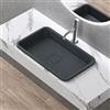 doporro Lavabo da Incasso Soprapiano 55x33 cm in Resina Minerale Antracite Opaco, Lavandino Rettangolare da Appoggio Senza Foro Rubinetto con Piletta Inclusa - Colossum104