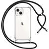 Yoedge Cover con Cordino per iPhone 15 6,1, Aesthetic Stella Disegni Motivo, Sottile Morbido Silicone Custodia Antiurto Bumper Protettiva Case con Tracolla Collana Catena per iPhone15, nero