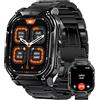 HIDAMEL Smartwatch M3E, Grande Schermo AMOLED 1,96, Orologio Militare Uomo GPS Integrato/Bussola/Elevazione, Impermeabile 5ATM, 170 Modalità Sportive per Android iOS (Doppio Cinturino)