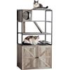 Roomark Tiragraffi con armadietto per gatti, in legno con scaffale e porta ciotola, morbido cuscino sulla parte superiore, multifunzionale, per gatti, 150 x 80 x 53 cm (grigio)
