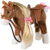 BEJOY Giocattolo di peluche per cavallo, cavallo di peluche, giocattolo con sella, briglie e panno di cotone, regalo per ragazze e bambini, 28 cm, marrone