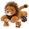 MorisMos Leone Peluche con Cuccioli nella Pancia, Marrone Realistico Leoni Pupazzo Giocattolo di Peluche Grande Morbido Kawaii, Carino Regalo Natale per Bambini Ragazza Ragazzo Compleanno (50cm)