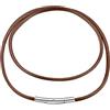 FindChic Collana uomo e donna in pelle intrecciata, collana caucciù 2/3 mm, con chiusura rotante o pulsante in acciaio inossidabile, colore nero/marrone, 41-76 cm confezione reagalo
