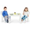 COSTWAY Tavolo Bambini con Sedie, Set Tavolo e Sedie in Plastica per Bambini 1-7 anni con 2 Sedie e Schienale, Tavolino con per Giocare, Disegnare e Leggere, Capacità di 50 kg (Bianco)