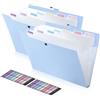 FRETONBA 2 Pezzi Raccoglitore Documenti con 8 Tasche, Design Dell'etichetta | Cartelline Portadocumenti A4, Porta Documenti Design dei Pulsanti, Portadocumenti, Divisori Raccoglitori ad Anelli, Blu