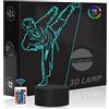 Comiwe Taekwondo Luce Notturna di Illusione 3D,16 Colori Controllo Touch e Telecomando,Lampada da Comodino Tavolo LED per Decorazioni la Casa,Regalo Creativo per Ragazze,Ragazzi,Bambini Famiglia