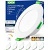 HOMEOW Faretti LED da Incasso per Cartongesso Dimmerabili 7W 600LM, Luce Calda 2700K Luce Naturale 4000K Luce Fredda 6000K, Faretto da Incasso per Bagno IP44, Foro Ø75-90mm, Set di 6