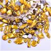 Wambere 100 pezzi di strass da cucire, pietre acriliche con strass per cucire a mano, varie forme da 4-30 mm, strass piatti per decorazioni per abbigliamento fai da te, nail art accessori, oro