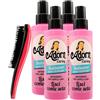 FEI FAN Balsamo Spray LISCI COME SETA, Senza Risciacquo, Anticrespo, Per Capelli Lisci 150ml + Spazzola Per Capelli (Colorazione Assortita) (4 Flaconi+Spazzola)