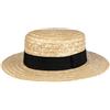 LIPODO Boater paglietta Donna/Uomo - Made in Italy - Cappello da Sole in Paglia di frumento - Cappello da gondoliere - Copricapo con Fascia in Gros-Grain Primavera/Estate Natura 57 cm