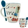 NAREG - Tazza in Ceramica con Cucchiaino in Scatola Regalo per Migliore Amica, Idea Regalo Amica, Ideale per Colazione Thè Caffè, Adatta a Microonde e Lavastoviglie, Mug coffè Best Friend(CELESTE)