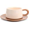 PTJJXA Tazze da Caffè da 220 ml, Set di Tazza e Piattino, Tazzine Caffe e Cappuccino, Tazza da Tè Pomeridiano, Tazze Colazione Mug Ceramica, Tazze da Espresso con Manico per Latte, Moka (Marrone Chiaro)