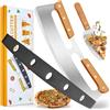 IAGORYUE Taglia Pizza | Tagliapizza in Acciaio Inox 35cm & Pala per Pizza | con Manico in Legno e Coprilama | Lavabile in Lavastoviglie | Tagliapizza Coltello (Pizza Cutter) per Tagliare Pizze, Torte e Waffle