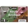 PEBEO Pébéo - Multisuperfici acriliche - Set 24 flaconi 59ml colori brillanti assortiti + accessori - Kit di pittura acrilica per artisti e principianti - 2 pennelli - Colori luminosi e opachi