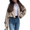 Agiyenna Trench da Donna Giacca Corta da Donna Capispalla con Cintura Bavero Manica Lunga Crop Casual Doppio Petto Trench Semplice Giacca Autunnale Primaverile
