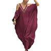 Lishengping Tunica da donna Caftan sciolto Beachwear Bikini Coprire Maxi Abito Kaftano turco Rosso vinaccia Taglia unica
