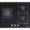 CATA SCI 6021 BK - Piano Cottura a Gas Butano a 3 Fuochi - 1 Tripla Corona - Predisposto per Cottura a Gas Naturale - Larghezza 59 cm - Potenza totale 6,25 Kw - Griglie e Bruciatori a Gas Smaltati