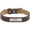Generic Collare per cani in pelle personalizzato con fibbia in metallo incisa - Collari per animali domestici personalizzati con nome e numero di telefono - Taglie regolabili (Colored thread, Coffee,L)