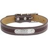 Generic Collare per cani in pelle personalizzato con fibbia in metallo incisa - Collari per animali domestici personalizzati con nome e numero di telefono - Taglie regolabili (White thread, Coffee,M)