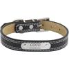 Generic Collare per cani in pelle personalizzato con fibbia in metallo incisa - Collari per animali domestici personalizzati con nome e numero di telefono - Taglie regolabili (White thread, black,S)