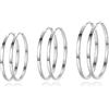 Bewenda Orecchini a cerchio in argento 925, grandi, in argento sterling 925, ipoallergenici, grandi orecchini a cerchio, diametro 40/50/60 mm, a cerchio rotondo, Argento, Nessuna pietra preziosa