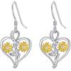 LONAGO Orecchini di Girasole per le Donne 925 Sterline D'argento Tu Sei il Mio Sole Due Girasoli Orecchini Pendenti Gioielli