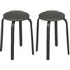 Lestarain 2x Sedie per Sala da Pranzo Impilabili, Sedie da Cucina in Metallo con Seduta Imbottita e Rivestita in PU, Sgabelli da Trucco, Soggiorno, Camera da letto, Grigio, LCNI116001-2