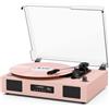 DANFI AUDIO DF Giradischi in vinile vintage wireless Bluetooth con altoparlanti migliorati, registrazione USB, lettore LP con trasmissione a cinghia a 3 velocità, supporto RCA Line-Out AUX Input EQ, rosa
