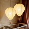 METHEDEECO Mongolfiera Decorativa 2 Pezzi, Lampadario da Appendere 35cm, Paralume Bianco in Tessuto Fatto a Mano - Ideale Come Regalo, Adatto per Decorazione di Camera da Letto, Stanza dei Bambini e Feste