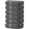 White Classic Asciugamani di lusso per bagno, hotel, spa, cucina, set da 6 pezzi, in cotone egiziano cerchiato, 40,6 x 76,2 cm, colore: grigio scuro