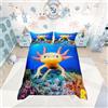 Loussiesd Set copripiumino Axolotl Kawaii Axolotl con copripiumino per ragazzi e ragazze, per camera da letto, vita marina, multicolore 10000321