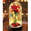 Touloube Regalo di San Valentino Per Mamma Nonna, Fiore Rosa Regalo per Lei - 1 Rosa di Seta Rossa con Luce a LED in Una Cupola di Vetro per la Festa Della Mamma, Compleanno, Anniversario,Fiore Rosa Regalo