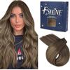 Fshine Extension Capelli Veri Tessitura Meches Balayage Da Marrone Scuro A Castano Extension Matassa Capelli Umani Veri 60cm 60g Extension Cucite #2/8/2