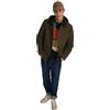 Springfield Parka in Velluto a Coste con Cappuccio Staccabile Giacca, Cachi Scuro, S Uomo