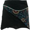 GURU SHOP GURU-SHOP, Mini Gonna Boho Chic, Wrap, Donna, Cacheur, Nero/Grigio, Cotone, Dimensione Indumenti:40, Corte