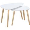 Easycomfort Set 2 Tavolini da Salotto Impilabili Stile Nordico con Gambe in Legno, Bianco