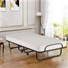 COSTWAY Letto Brandina Pieghevole 190x80 cm, Letto Portatile con Materasso 10 cm in Memory Foam, con Telaio in Metallo e Ruote, Carico di 130kg (Stile 1)