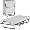 COSTWAY Brandina Pieghevole con Materasso, in Memory Foam da 10cm, Letto Portatile con Struttura in Metallo e 4 Ruote, Portata Massima 130kg, 190x80x39cm
