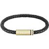 BOSS Jewelry Braccialetto da uomo Collezione ARES SINGLE con Pelle Nera e Chiusura in Acciaio Inossidabile Dorato - 1580624, Taglia unica