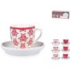 H&h Confezione 6 Caffe' New Bone China Grace Rosso Con Piatto H&H