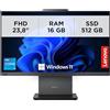 Lenovo - Pc All in One 24 Pollici ThinkCentre Neo 50a Gen 5, Computer Ufficio Professionale Windows 11 Pro, Intel Core i5-13420H, RAM 16GB DDR5, 512GB SSD NVMe - Display FHD IPS, Wi-Fi 6, USB-C e HDMI