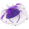Didiseaon Cerchietto Pelo Viola Cerchietto Fascinator Affascinanti Per Le Cerchietto Pium Viola Fascinator Fucsia Cappelli Cowgirl Party Velo Nero in Velo a Cappello Nero Sposa Piuma