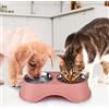 BAKAJI Doppia Ciotola per Animali Domestici, Scodella in Acciaio Inossidabile Ideale per Cani e Gatti di Piccola, Media, Grande Taglia, Capacità 2 x 350 ml, Dimensioni 36 x 19,5 x 9 cm (Rosa)