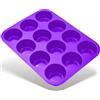 Belmalia Grande Teglia Antiaderente in Silicone con 12 Stampi Muffin, Stampo da Forno per Muffin o Cupcakes, Torte, Brownies, Budino, Viola