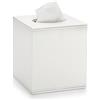BTSKY Scatola porta fazzoletti a cubo in pelle PU, copertura quadrata per casa/ufficio, scatola di carta velina testurizzata, porta tovaglioli, bianco