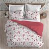Riad Arredo Set Copripiumino Morbido 100% Puro Cotone Percalle Double Face - Parure Sacco Piumino con Federe Made in Italy (Fiori Bordeaux, Matrimoniale 250x240 + 2 federe 52x82)