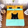 Ouduo 3D Gatto Stampa Set di Lenzuola con 2 Federe, Microfibra Lenzuolo sotto con Angoli profondità 30cm ed Elastic per Letto Singolo Matrimoniale King Size (Gatto Nero,180x200x30cm)