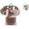 Royal Norfolk Set 6 Tazze Caffe', Stoneware, con Piattino, Marroni, cc 90