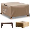 WUAYAMI Copertura Tavolo Esterno Impermeabile,Panno 420D Oxford Impermeabile Copertura,Tavoli e Sedie da Cortile Raggi UV, Quadrato Resistente Allo Strappo Copertura Tavolo (Kaki, 150x150x74cm)