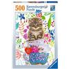 Ravensburger - Puzzle Gattino in Tazza, 500 Pezzi, Idea regalo, per Lei o Lui, Puzzle Adulti